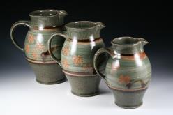 3 jugs with celadon glaze