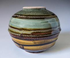 round vase, celadon glaze and brown