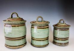 Canisters, celadon glaze