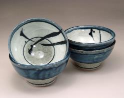 Cafe Au Lait Bowls, blue and grey