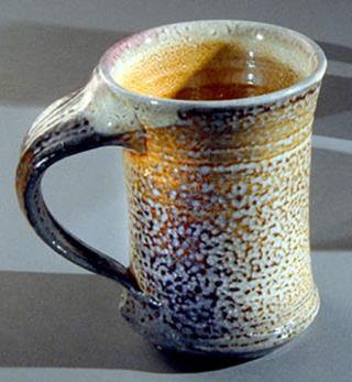 soda fired mug showing an "orange peel" texture  